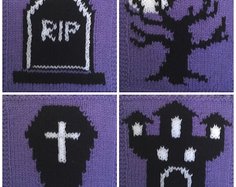 Knitting Pattern PDF Download - Halloween Graveyard Bunting