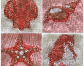 Knitting Pattern PDF Download - Seashells Wash Mitts
