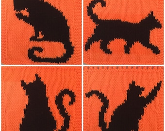 Knitting Pattern PDF Download - Cat Silhouette Intarsia Charts