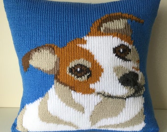 Knitting Pattern PDF Download - Jack Russell Pet Portrait Pillow Cushion Cover