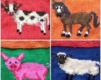 Knitting Pattern PDF Download - Farm Animal Hot Water Bottle Cover