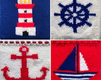 Knitting Pattern PDF Download - Nautical Loo Roll Covers