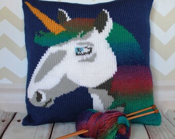 Knitting Pattern PDF Download - Una the Unicorn Pillow Cushion Cover