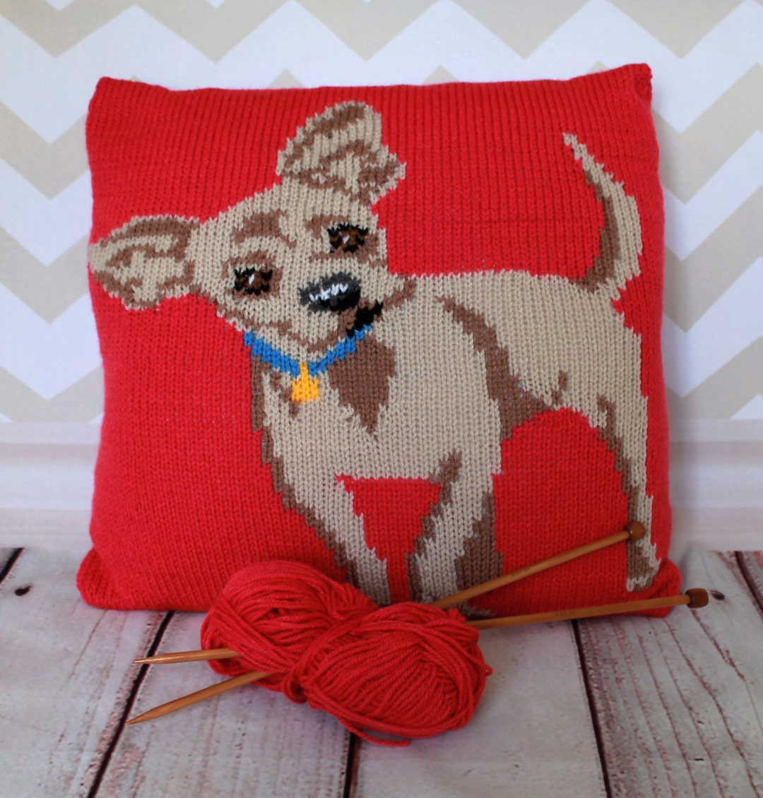 Knitting Pattern PDF Download - Chihuahua Pet Portrait Pillow Cushion ...