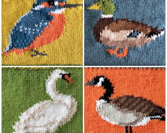 Knitting Pattern PDF Download - River Birds Table Placemats
