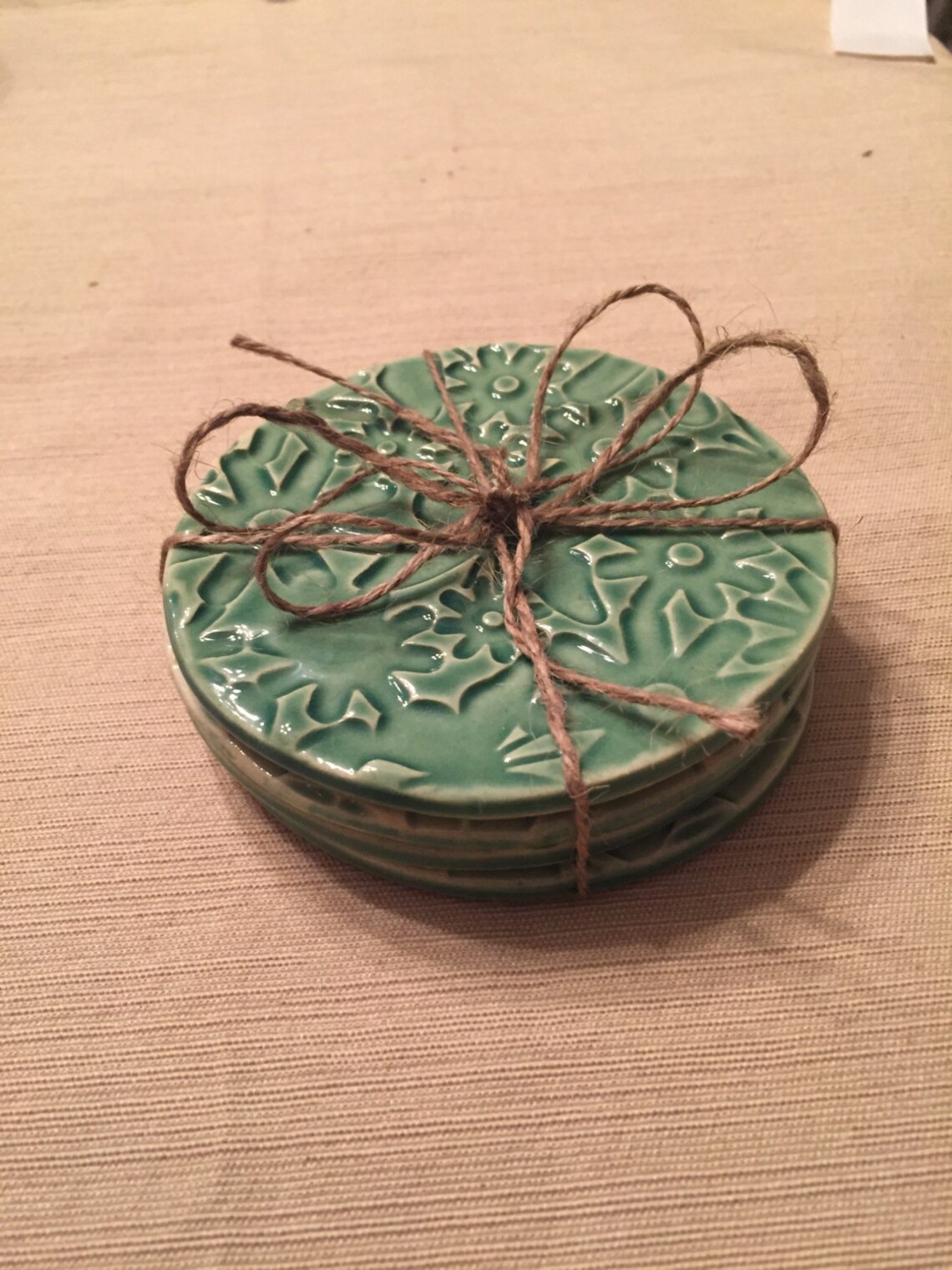 Handmade Coasters Pottery Coasters Handbuilt Coasters 4 Etsy