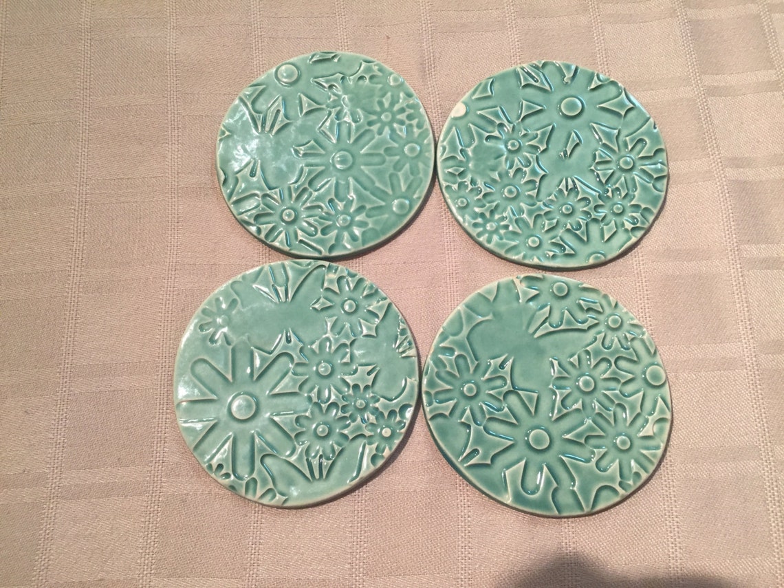 Handmade Coasters Pottery Coasters Handbuilt Coasters 4 Etsy
