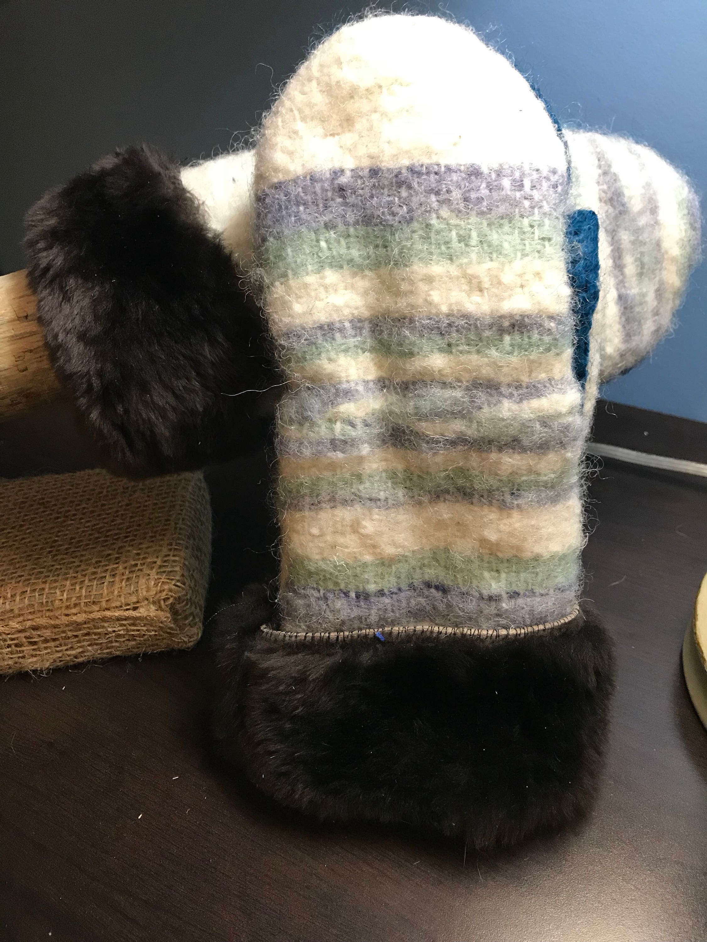 Wool Mitten with Fur cuff