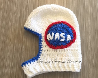 Crochet Astronaut Nasa Inspired Hat - Photography Prop - Spring -Handmade - Gift - Kids - Baby - Character - Children - Unique