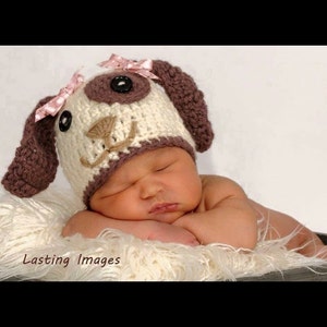 Puppy Hat with Removable Bows - Crochet - Handmade - Photography Prop - Gift - Kids - Children - Fall - Halloween
