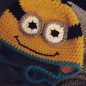 Newborn Minion Hat - Photo Prop - Crochet - Handmade - Photography Prop - Kids - Children - Gift
