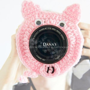Piggy Camera Lens Buddy - Crochet - Handmade - Photography Prop - Kids - Children - Gift