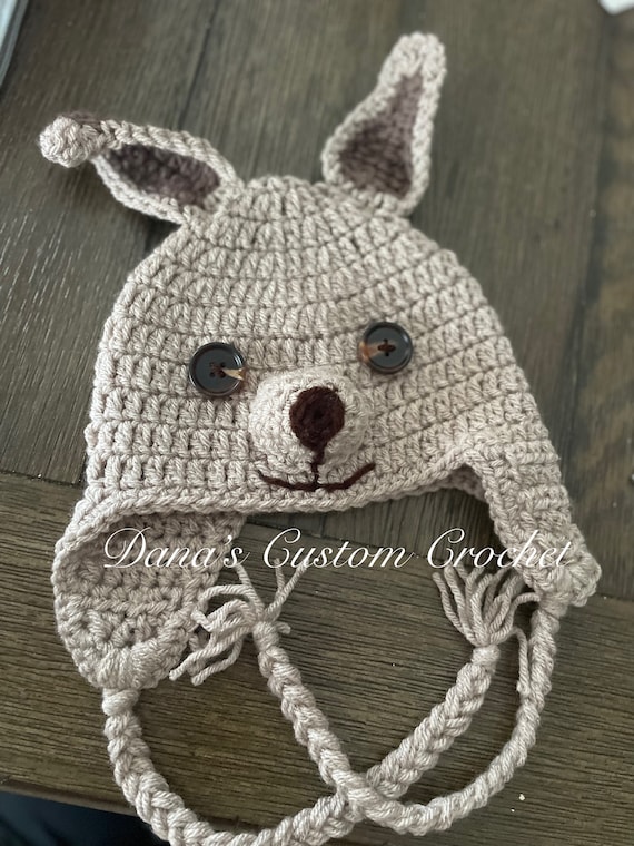 Crochet Kangaroo Hat – Handmade Baby Costume, Photo Prop