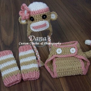 Newborn Sock Monkey Set - Photo Prop - Crochet - Handmade - Photography Prop - Kids - Children - Gift