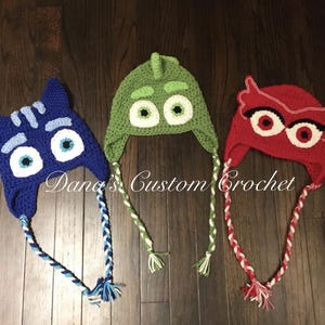 Pj Masks Character Crochet Handmade Hat - Children - Baby - Toddler - Adult - Yarn - Photography Prop