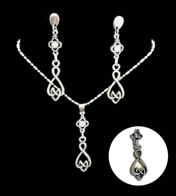 Celtic Jewellery Set, Celtic Knot Jewellery Set, Celtic Knot Necklace Set, Tibetan Necklace Set, Rhinestone Set, Celtic Knot Jewellery, Celt