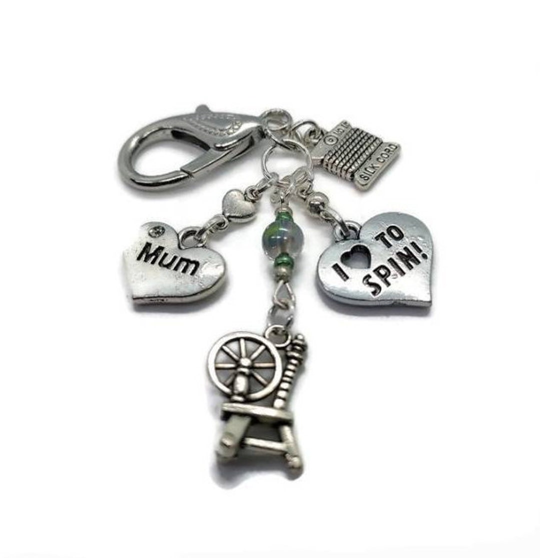 Spinning Wheel Keyring Spinning Jenny Keyring Weaver Etsy