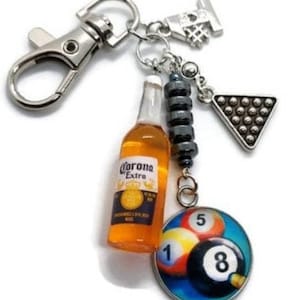 Snooker Keyring, Pool Keyring, Snooker Keychain, Snooker Gift, Snooker Gift Ideas, Snooker Lovers Gift, Beer Keyring, Pool Lover Gift Ideas