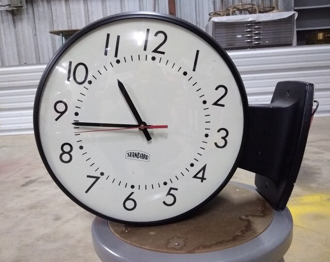 Vintage Old School Wall Clock 2sided for Hallways Steel & Etsy