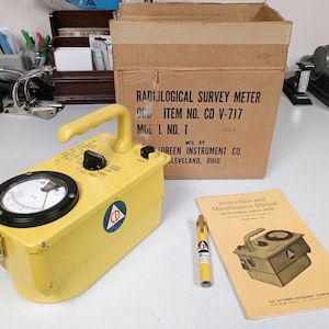 Vintage Civil Defense Radiation Survey Meter CD v-717, with Original box, Cold War Era Collectible, Civil Defense ,Made in the 1960's