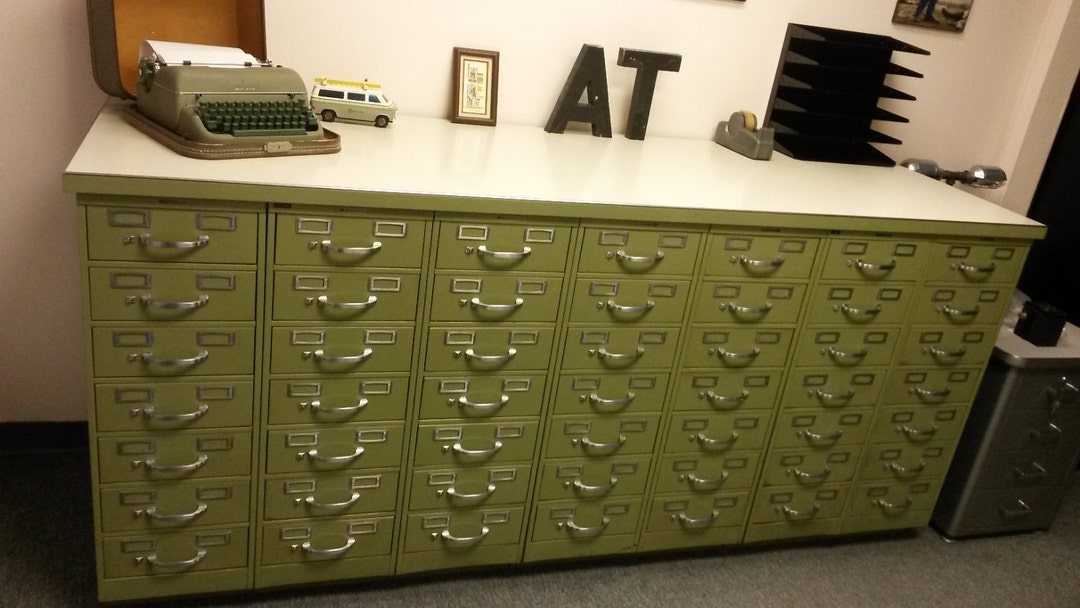 Vintage Industrial Steelcase Index Card Filing Cabinet Set 49 Drawer Set Rare Find All Metal Index Card Filing Cabinets local P U Only Etsy UK