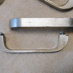 Vintage Steelcase Aluminum Handles, Light Brushed Finish, for Drawers or Doors, 3-7/8&quot; Center Mounting, Smooth Design Handles, Art Deco