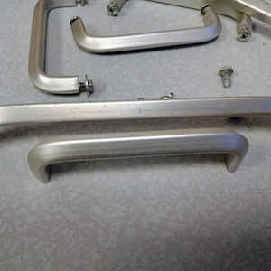 Steelcase Aluminum Handles, Triangular Shape, 2 Sizes, for Drawers & Doors, 3-7/8" or 6-1/2" C/C Mounting, Nice Contoured Handles, Art Deco