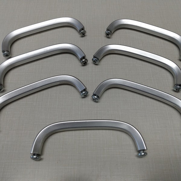 Old Steelcase Aluminum Handles, Smooth Finish, for Drawers or Doors, 3-7/8" Center Mounting, Nice Contoured Handles, Art Deco