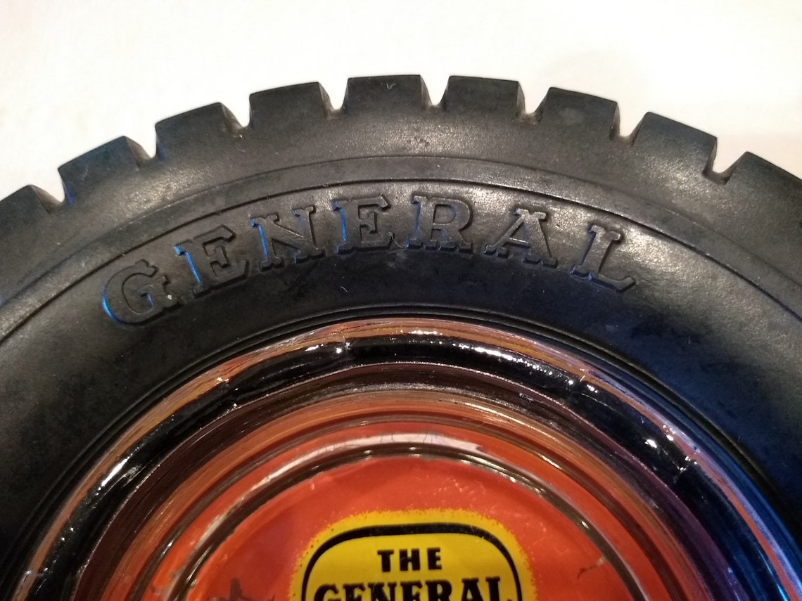 Vintage General Tire Ashtray With Clear Glass Large Etsy