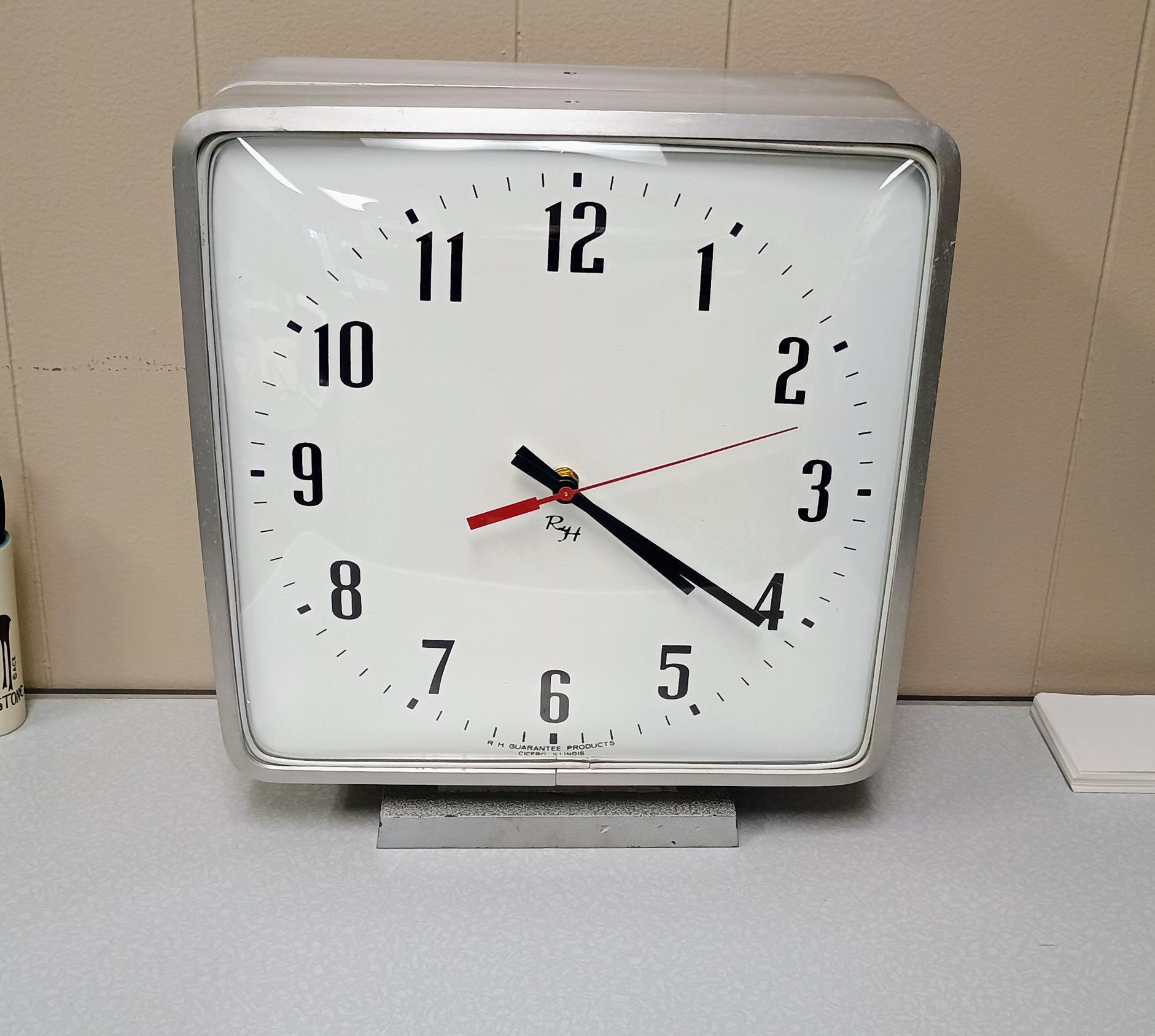Vintage Old School Wall Clock by RH Guarantee, 2-sided, Rare