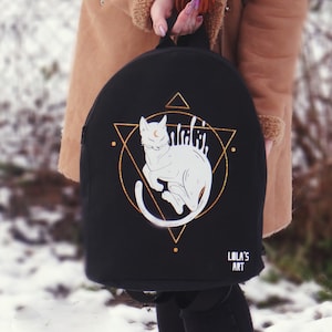 Witchy Cat Backpack: Handmade Goth Style Backpack
