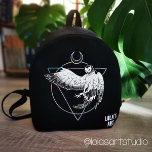 Wise Owl Backpack: Handmade, Gothic Style, and Perfect for Teenage Girls by Lola&#39;s art