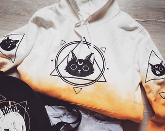 Witchy, cat, kitten, kitty, charm, wicca, pastelgoth, harajuku, soft, girl, hoodie by Lola&#39;s art
