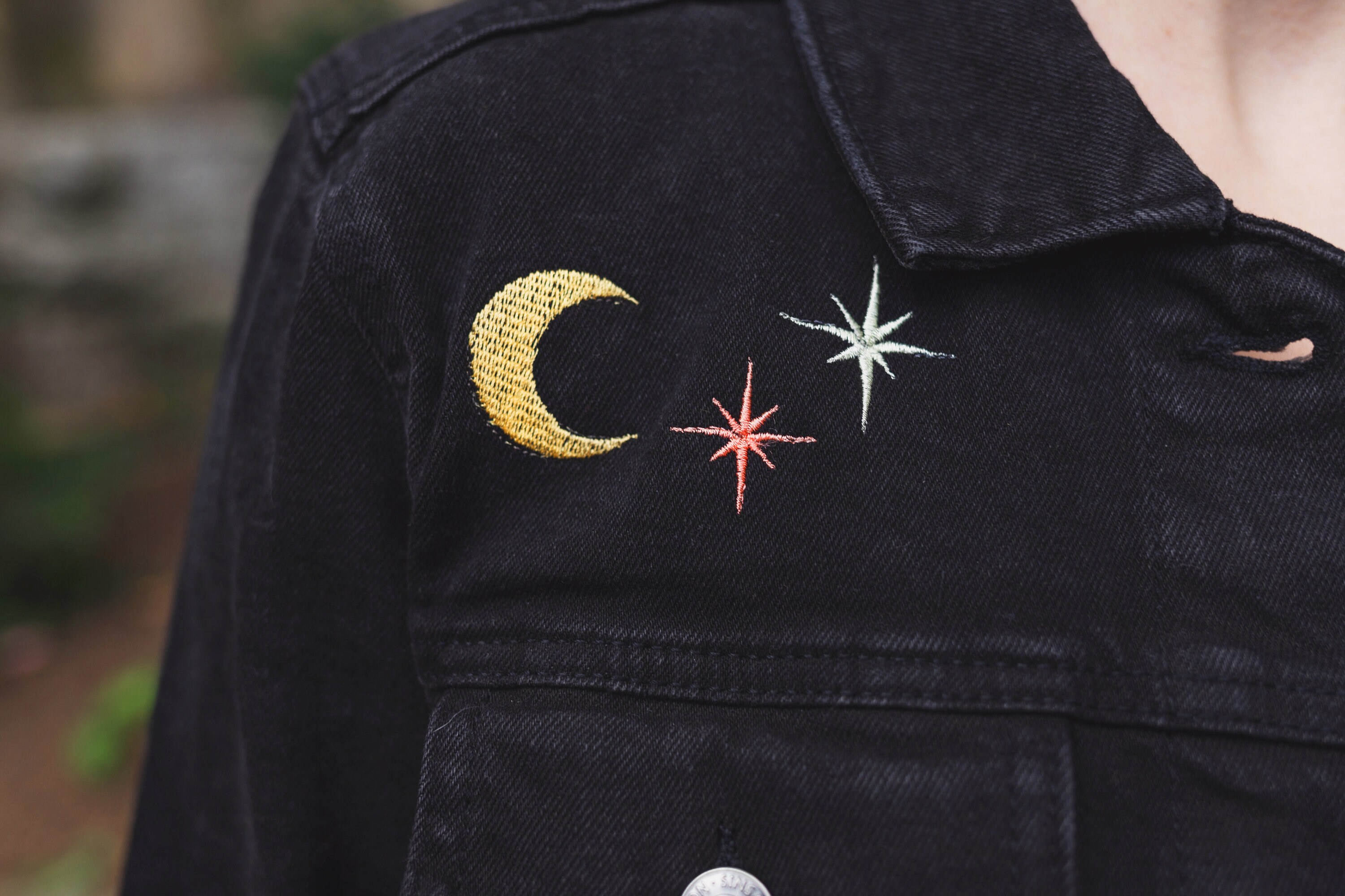 Magical Embroidered Fox Jean Jacket, Fox Streatwear