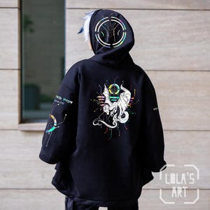 Tiamat Dragon Techwear Kimono Robe: Holographic Rave Jacket