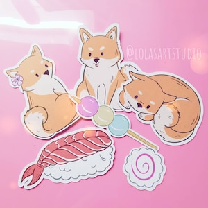 Shiba inu sticker, dog sticker, shiba sticker, cute shiba, sushi sticker, kawaii dog, japan  by Lola s art