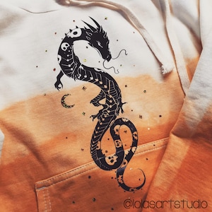Ryo, the dragon, wyvern, japan, ombre, painted, hoodie by Lola&#39;s art