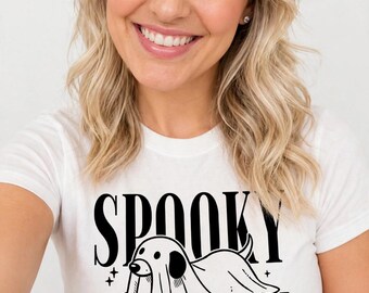 Spooky Season Ghost Dog Shirt, Halloween Puppy Tee, Fall Dog Mom Gift