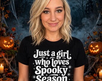 Spooky Season Girl Tee, Retro Sparkle Halloween Shirt, Fall Festival Gift