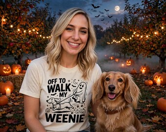 Halloween Dachshund Ghost Dog Shirt | Weenie Dog Mom Tee (Cotton Blend)