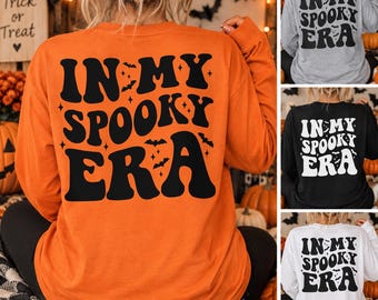 In My Spooky Era Long Sleeve Tee, Retro Bat Halloween Top (Unisex Fit)