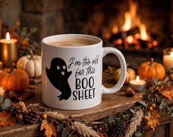 Funny Ghost Halloween Mug, Spooky Season Coffee Cup, Fall Gift for Women