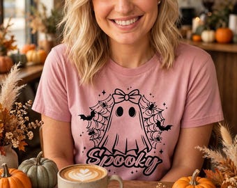 Spooky Ghost Bow Tee | Halloween Graphic Shirt (Unisex)