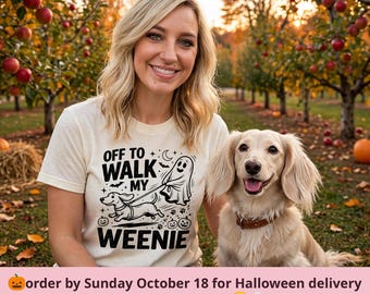 Halloween Dachshund Ghost Dog Shirt | Weenie Dog Mom Tee (Cotton Blend)