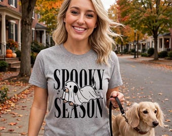 Spooky Season Ghost Dog Shirt, Halloween Puppy Tee, Fall Dog Mom Gift