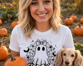 Spooky Ghost Bow Tee | Halloween Graphic Shirt (Unisex)
