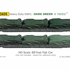 HO Scale Trains Model Railroad Loads, DARK GREEN &#39;Vinyl&#39; Tarped Covered Sheeted Model Railway Load, H0 Model Railroad Gift Train Accessories