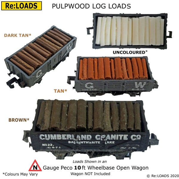 Pulpwood Logs for N Gauge Trains, Lumber N Scale Log Loads, Coal Pit Wood for Peco Graham Farish N Gauge Model Trains Model Railway Wagons