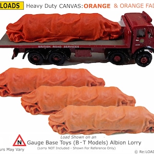 ORANGE Tarped Covered Sheeted Model Road & Rail, Railway, Railroad Load, Loads, for N and Z Scale / Gauge Rolling Stock, Wagons, Trucks