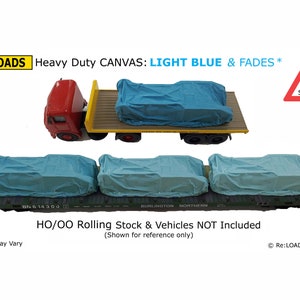 HO Scale Trains Model Railroad Loads, Light BLUE &#39;Canvas&#39; Tarped Covered Sheeted Model Railway Load HO Model Railroad Gift Train Accessories